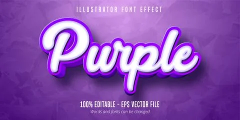 3d purple editable text effect Stock Illustration