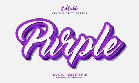 3d purple editable text effect. Vector editable text effect Illustrazione stock