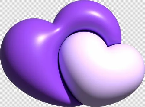 3D purple heart shape, icon heart, love and like buttons for emoji, heart s.. Stock Illustration