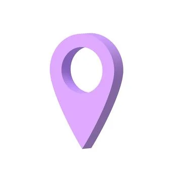 3D purple location icon isolated on white background Stock-Illustration