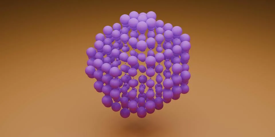 3D Purple Molecular Structure on Brown Background Stock Illustration