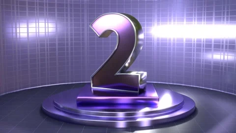 3D Purple Number Two Rotation on Platform Stock Footage 305970028
