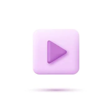 3d purple play button icon. Vector 스톡 일러스트