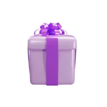 3d purple render closed gift box front view Stock Illustration