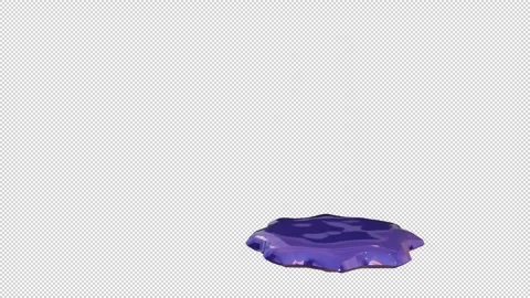 3D purple Slime Ball Falling and Squishing on Transparent Background (Alpha Stock Footage 345227412