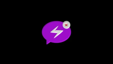 3D Purple Speech Bubble Icon with Lightning Bolt and Notification Badge on .. Stock Footage 330347817