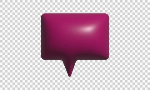3D purple speech bubble icon. Glossy chat box symbol for digital communicatio Ilustración de archivo