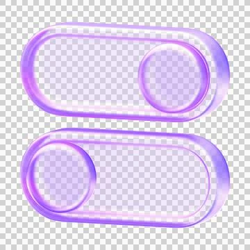 3D purple translucent toggle switches with soft gradient Stock Illustration