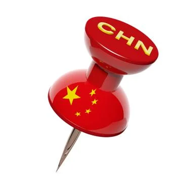 3D pushpin with flag of Chinese isolated on white Stock Illustration
