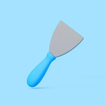 3D putty knife with blue handle on blue background Illustration