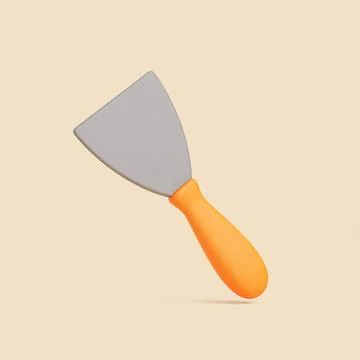 3D putty knife with orange handle isolated on beige background Illustration
