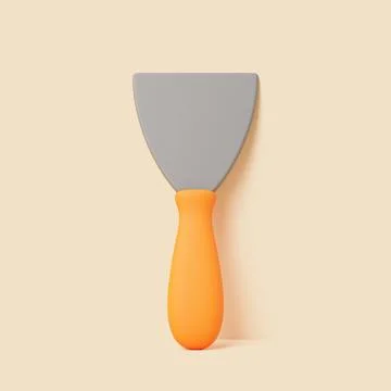 3D Putty Knife with Orange Handle on Beige Background Stock Illustration