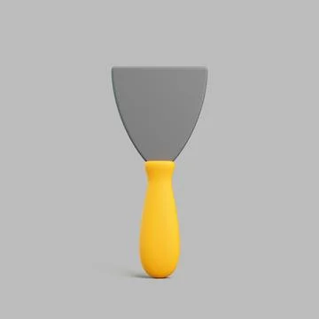 3D putty knife with yellow handle isolated on gray background Stock Illustration