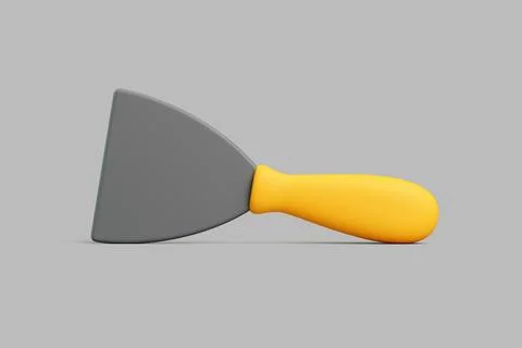 3D Putty Knife with Yellow Handle on Gray Background Ilustración de archivo