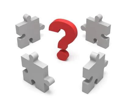 3D puzzle and question mark. Concept solution. Stock Illustration