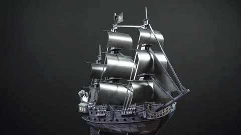 3D Puzzle Blackbeard's Ship Queen Anne's Revenge. Stock Footage 262631520
