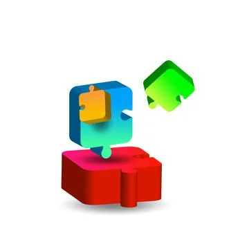 3D Puzzle Game Pieces Assembly Illustration Stock Illustration