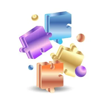3D Puzzle Game Pieces Assembly Illustration Stock Illustration