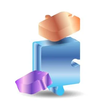 3D Puzzle Game Pieces Assembly Illustration Stock Illustration