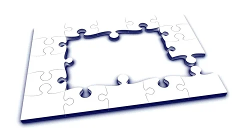 3d puzzle game transition effect, white pieces falling down from the center, Stock Footage 336248546