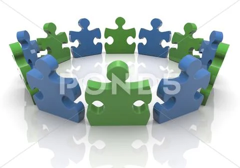 3d puzzle group Stock Illustration