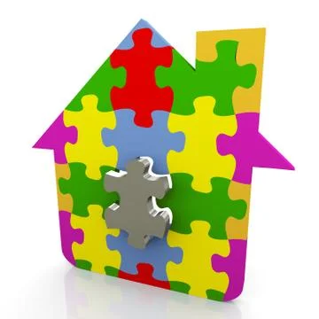 3d puzzle house Stock Illustration