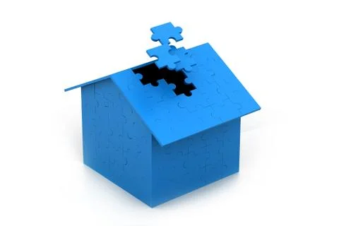3d Puzzle house 스톡 일러스트