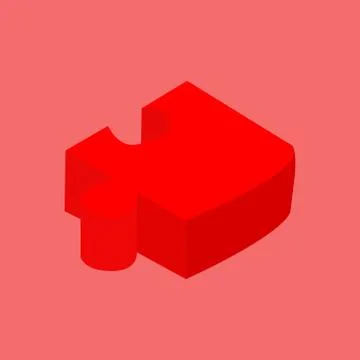 3d puzzle icon on a red background. Vector illustration Stock Illustration