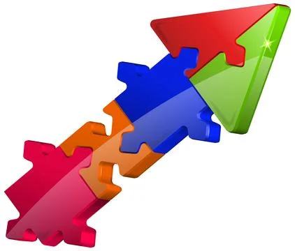 3D Puzzle Jigsaw Arrow 스톡 일러스트