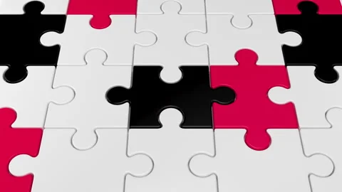 3D Puzzle jigsaw flipping solving problem business decision difficulty rotation Video stock 264335220