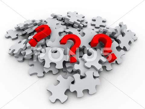 3d puzzle peaces and question mark Stock Illustration
