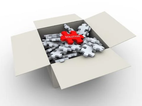 3d puzzle peaces box Stock Illustration