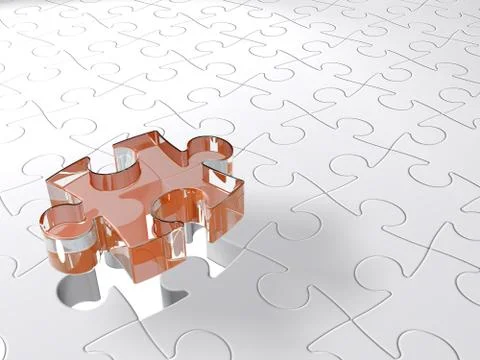 3D puzzle piece coming down into free place Stock Illustration