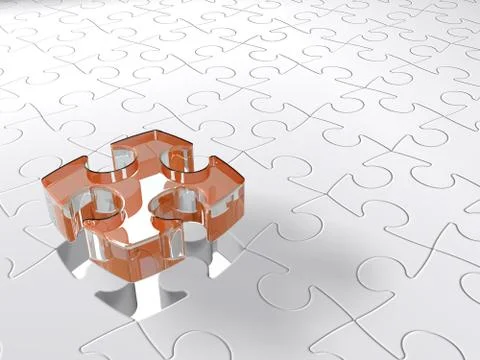3D puzzle piece coming down into free place Stock Illustration