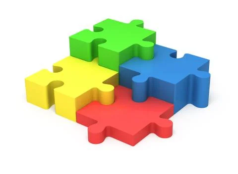 3D puzzle pieces. Concept teamwork. Stockillustratie