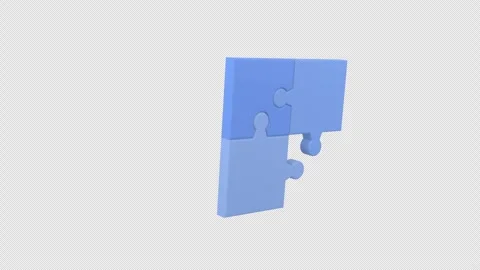 3D puzzle pieces fitting together, transparent alpha channel Stock Footage 347518167
