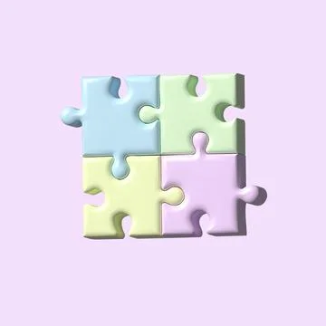 3D puzzle from several colored elements Illustrazione stock