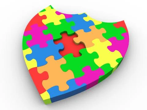 3d puzzle shield Stock Illustration