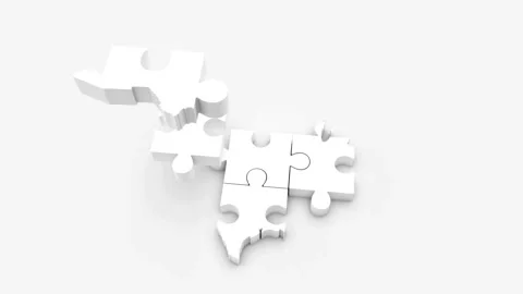 3d puzzle transition effect, white background splits into pieces falling down, Video stock 336248835