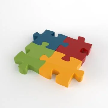 3d puzzles partnership as concept Stockillustratie