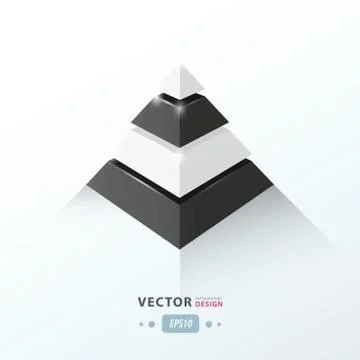 3D pyramid business Infographic black and white color Stock Illustration