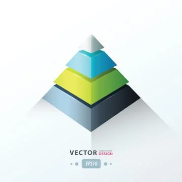 3D pyramid business Infographic green blue gray color Illustrazione stock
