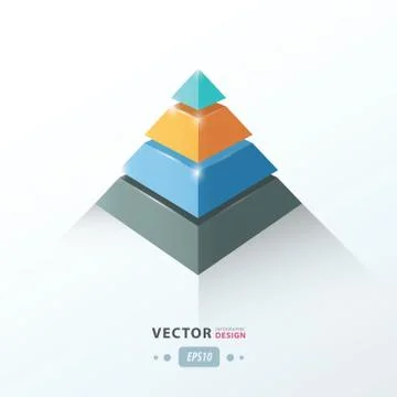 3D pyramid business Infographic  orange, blue and black 스톡 일러스트