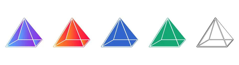 3D Pyramid Geometric Shape Icon Collection Stock Illustration