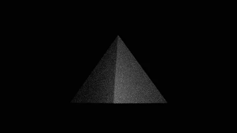 3D pyramid with gray sand surface rotating on black background Stock Footage 165164595