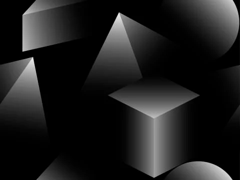 3d pyramis and cubes seamless pattern. Retro background gray shades. Isometri 스톡 일러스트