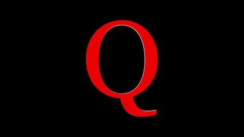 3d Q letter logo loopable red color black background Illustrazione stock