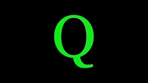 3d Q letter logo loopable green color black background Illustrazione stock