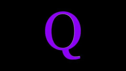 3d Q letter logo loopable purple color black background Stock Illustration