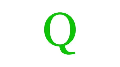 3d Q letter logo loopable rotated green color white background Illustrazione stock